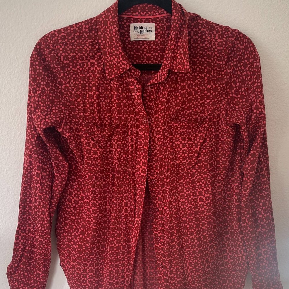 Anthropologie red dotted shirt